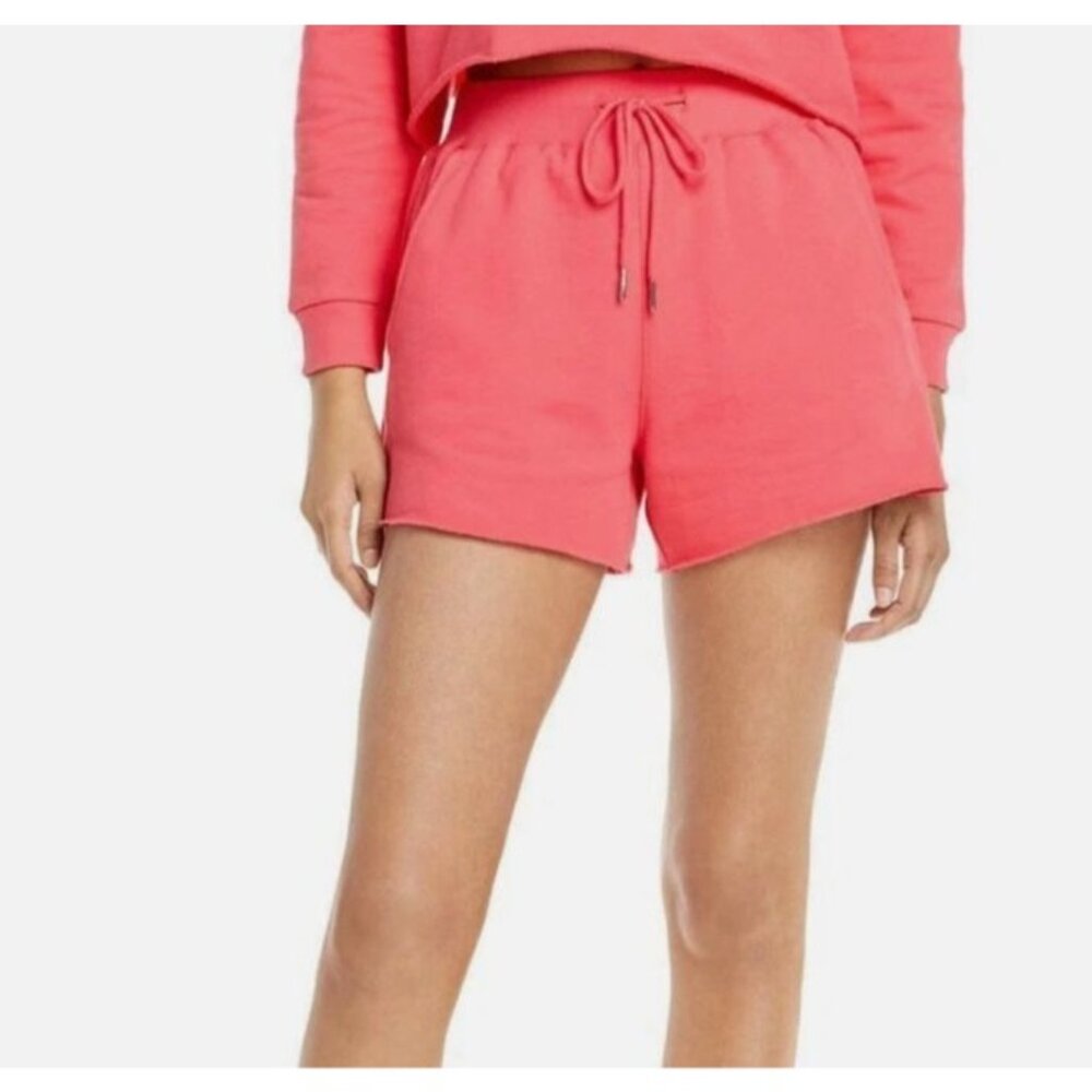 BLANKNYC Cotton Terry Drawstring Frayed Hem Salmon Shorts NWT Size XL
